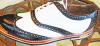  Black Crocodile /white wing tip gold toe golf shoes
