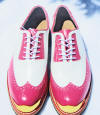 Verona Pink Lizard wing tip gold toe golf shoes