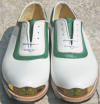 classic white/Green Gold toe Golf shoe