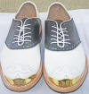 roma Black lizard saddle-brogue gold toe golf shoes