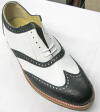 Leather Gold Toe Golf shoes Black/white wing tip